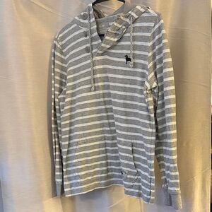 The Black Dog Gray and White Striped Hoodie - small